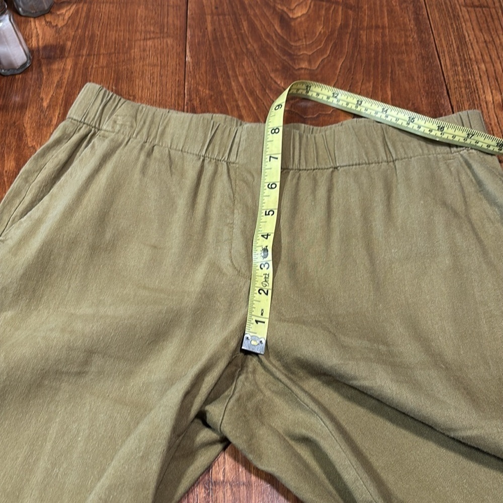 J. Jill Sage Green Cropped Elastic Waist Pants Linen Blend Size XS - Picture 3 of 12